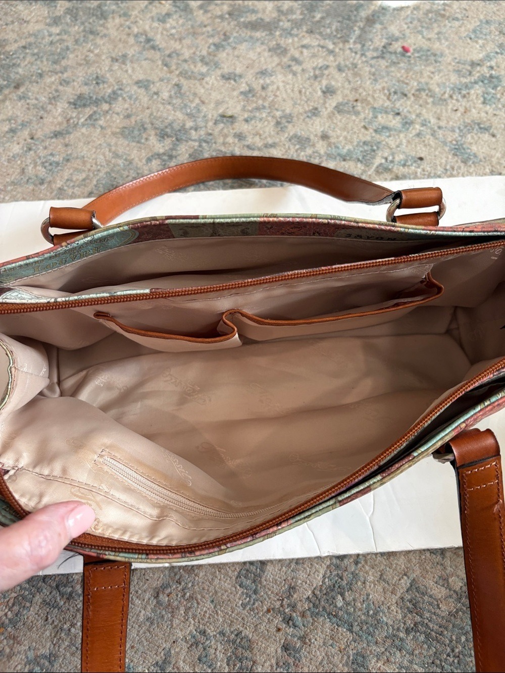 Fossil Coronado leather purse. Vintage travel postcard map design vintage - Picture 8 of 13